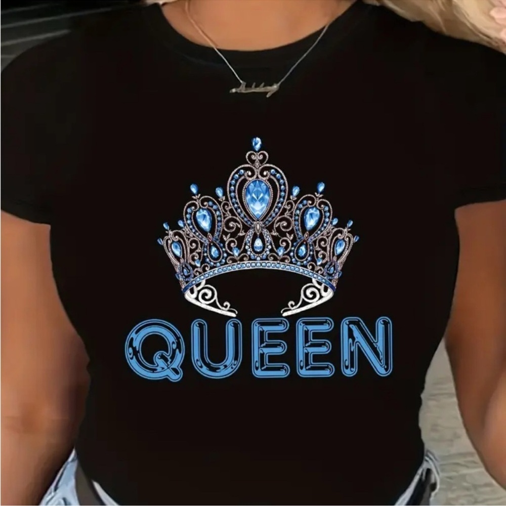 NIP Black Queen Crown Graphic Women's Top